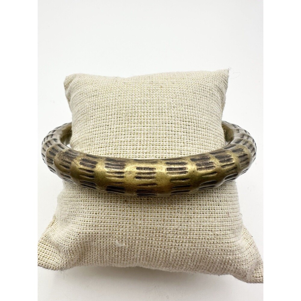 Antique Hammered Brass Bangle Bracelet 8”